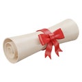 A beautifully rendered 3D diploma scroll, tied with a vibrant red ribbon, symbolizing achievement, graduation, and success, isolat Royalty Free Stock Photo