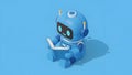 Cute Robot Reading Book, AI Learning, Artificial Intelligence Royalty Free Stock Photo