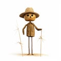 Charming 3d Scarecrow Illustration With Minimalistic Childbook Style