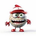 Charming 3d Zombie Ball With Red Santa Hat Illustration