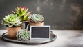 Rustic Indoor Plant Decor with Chalkboard and Copyspace