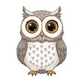 Adorable tiny owl with big expressive golden eyes cute baby bird drawing perfect for woodland themed decor and gifts Royalty Free Stock Photo