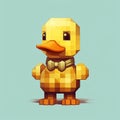 Charming Duck Character In Pixel Art: Low Poly Illustration