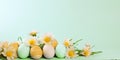 The Charming Easter Eggs and Flower Arrangement of Delightful Springtime Celebration. Royalty Free Stock Photo