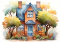 Charming Eco-Friendly Home: A Whimsical Illustration of a Blue D