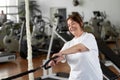 Charming elderly lady working out at gym. Royalty Free Stock Photo