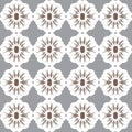 Charming and elegant repeating flower pattern in white, brown, and gray on chic minimalist background