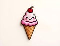 charming embroidered ice cream patch with a cherry on top Royalty Free Stock Photo