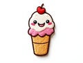 charming embroidered ice cream patch with a cherry on top Royalty Free Stock Photo