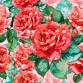 Charming and endlessly repeatable pattern. Delicate watercolor roses in shades of pink and red create a romantic and timeless Royalty Free Stock Photo