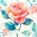 Charming and endlessly repeatable pattern. Delicate watercolor roses in shades of pink and red create a romantic and timeless Royalty Free Stock Photo