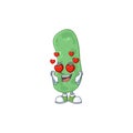 Charming enterobacteriaceae cartoon character with a falling in love face