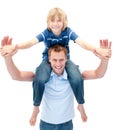 Charming father giving his son piggyback ride Royalty Free Stock Photo