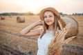 Portrait of a girl on nature in the evening Royalty Free Stock Photo