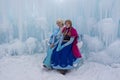 Charming female characters dressed as Anna and Elsa from Frozen