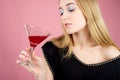 Charming female drinks cocktail Royalty Free Stock Photo