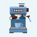 Espresso Machine Brewing Coffee into a Cup - Flat Design Illustration Royalty Free Stock Photo