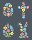 Easter Floral Motifs: Egg, Cross, and Bunny Royalty Free Stock Photo