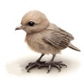 Charming Fledgling Sitting on a Branch, AI Generated