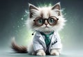 A charming fluffy cat in the image of a caring doctor with a smile Royalty Free Stock Photo