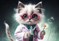 A charming fluffy cat in the image of a caring doctor with a smile Royalty Free Stock Photo