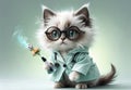 A charming fluffy cat in the image of a caring doctor with a smile Royalty Free Stock Photo