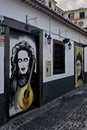 Charming Funchal Street: Old Building Adorned with Art
