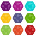 Charming gemstone bracelet icons set 9 vector Royalty Free Stock Photo