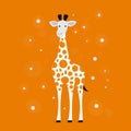 Charming Giraffe Illustration On Orange Background