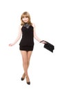 Charming girl in a black short dress Royalty Free Stock Photo