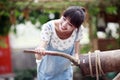 Charming girl enjoying farm life. Royalty Free Stock Photo