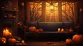 Charming Halloween in Cozy, Candlelit Living Room