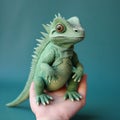 Charming Handcrafted Felt Basilisk: Realistic Fantasy Toy For Collectors