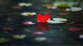 Charming heart placed in pond