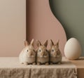 Cute Easter Bunny with Decorated Eggs in Soft Pastel Colors - Spring Holiday Concept. Royalty Free Stock Photo