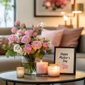 Charming Home Interior with MotherÃ¢â¬â¢s Day Decor Royalty Free Stock Photo