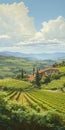 Italian Vineyard Landscape Painting In Renaissance Style