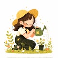 Gardening Joy - A Young Girl Cultivating Her Dream