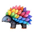 Adorable Rainbow Colored Cartoon Armadillo Illustration Cute Animal Design Vibrant Colors Fantasy AI generated. Royalty Free Stock Photo