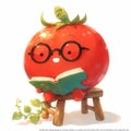 Reading Tomato - Illustration for Children's Book Covers