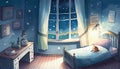 A charming illustration of a child's room interior with playful elements and warm colors, generative ai
