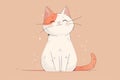 Charming illustration of a content white and orange cat sitting with eyes closed