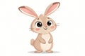Adorable Cartoon Bunny Rabbit Happy Hare Illustration Cute Animal Design AI generated. Royalty Free Stock Photo