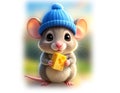 Illustration of Cute mouse holding a piece of cheese Royalty Free Stock Photo