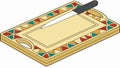 Decorative Cutting Board with Knife and Geometric Pattern, vector design Generative AI Royalty Free Stock Photo
