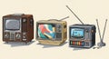 Retro Television Evolution - From Static to Video Games Royalty Free Stock Photo