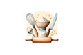 Watercolor illustration of baking tools and ingredients on a white background Royalty Free Stock Photo