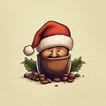 Whimsical Brew: Festive Coffee Bean Sporting a Christmas Surprise\