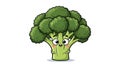Cute cartoon broccoli character with big eyes and a blushing face isolated on white background Royalty Free Stock Photo