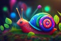 A charming illustration of a kawaii-style snail, featuring adorable and endearing details, showcasing its cute and friendly